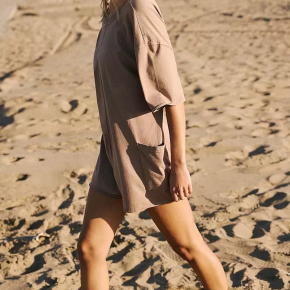 NWT FP Movement Hot Shot Tee Romper - Mocha Latte - Picture 2 of 3